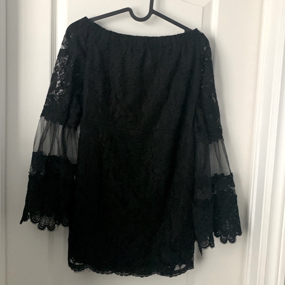 Honey - Chelsea lace bell sleeve off the shoulder mini dress